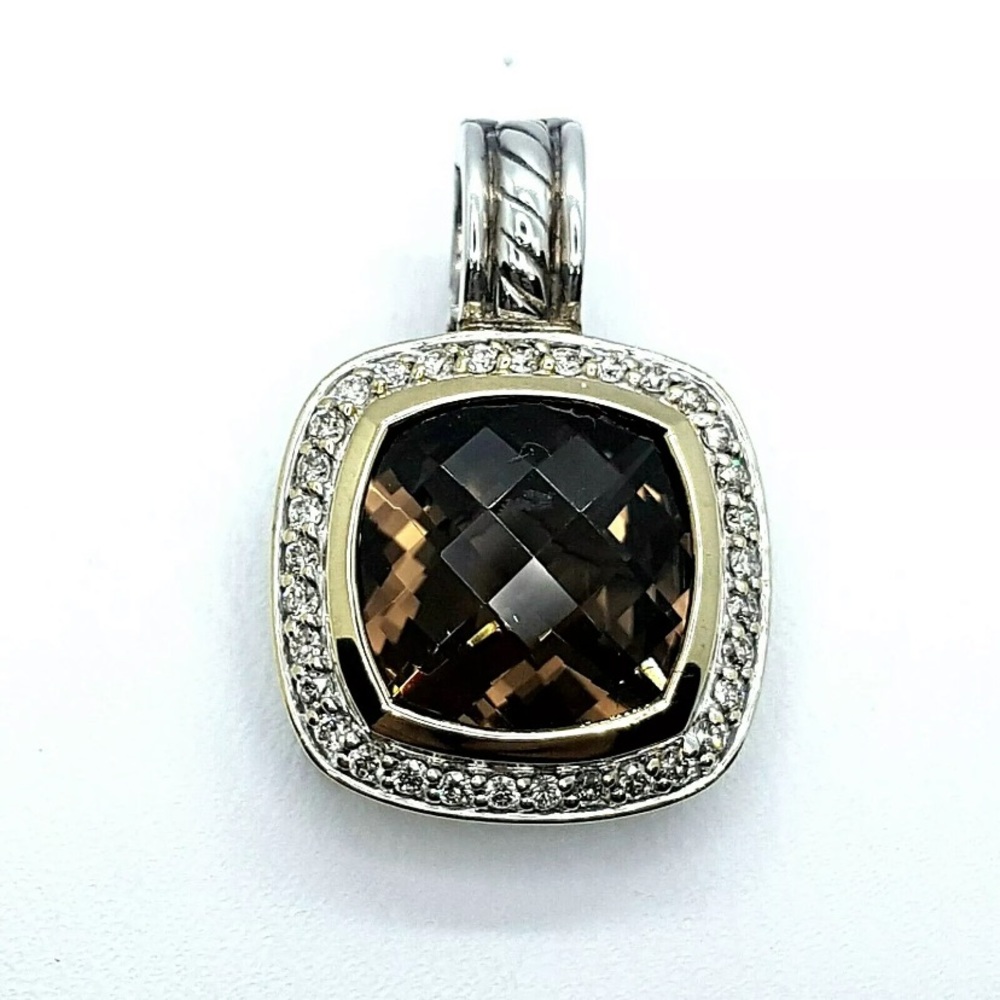 ❌TRADED!!❌ David Yurman 18K/925 Smoky Quartz Diamond Enhancer